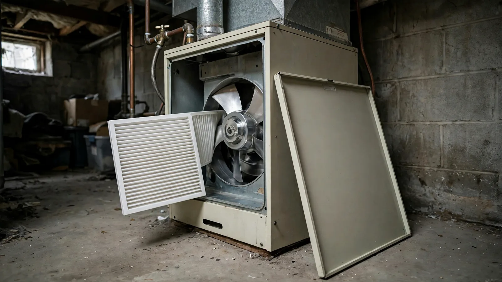 Same compartment with a new clean filter and cleaned blower